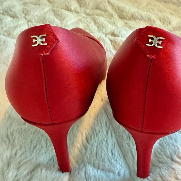 Sam Edelman Kitten Pump Shoes - Satin Red- Size 5.5 - Picture 7 of 15